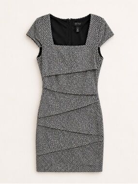 White House Black Market Black & White Square-Neck Sheath Dress | Size 4